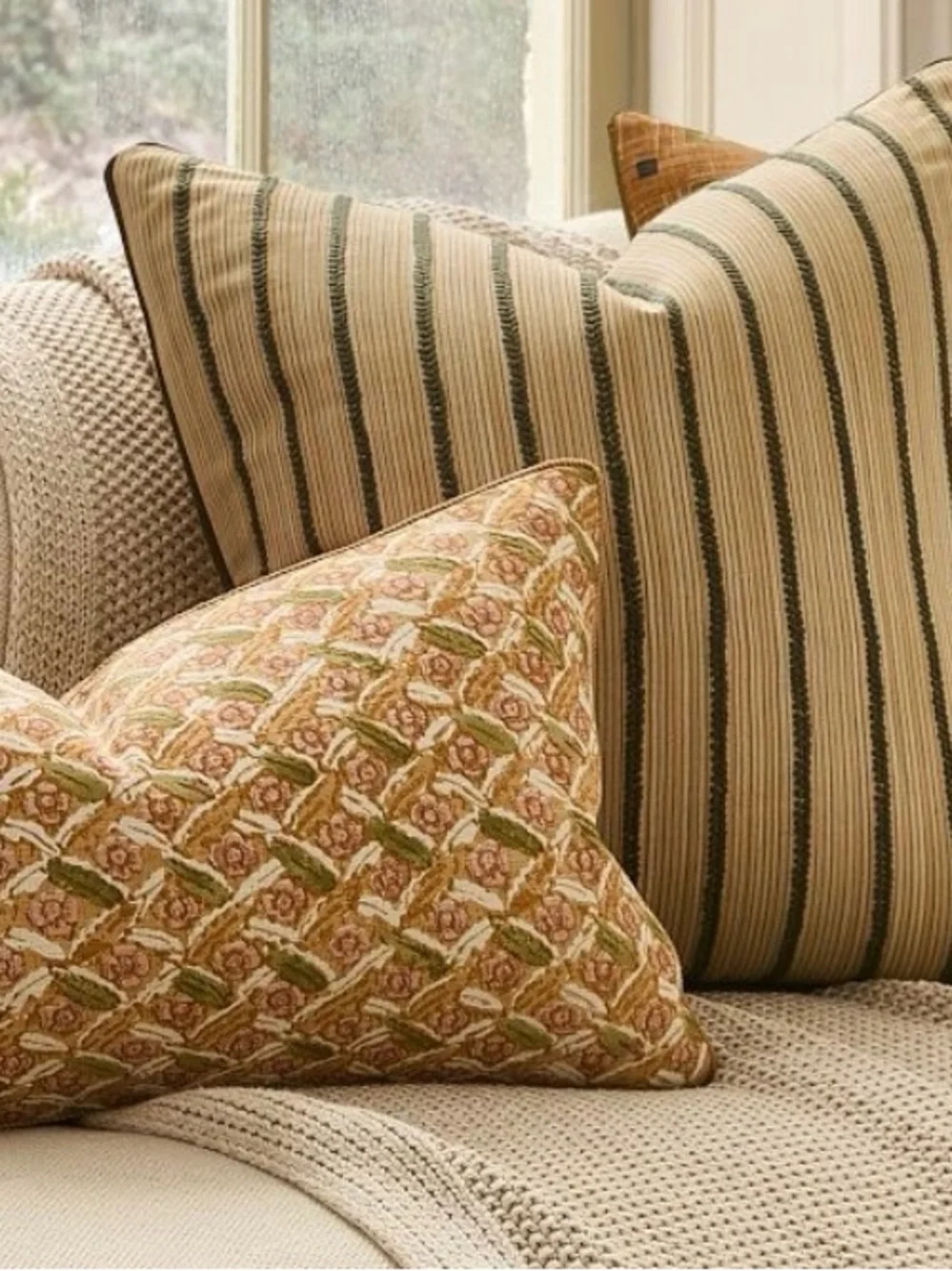 Pierce & Ward Floral Lattice Lumbar Pillow Cover